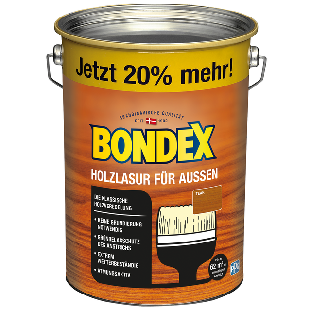 Bondex Holzlasur für Außen Teak seidenglänzend 4,8,
