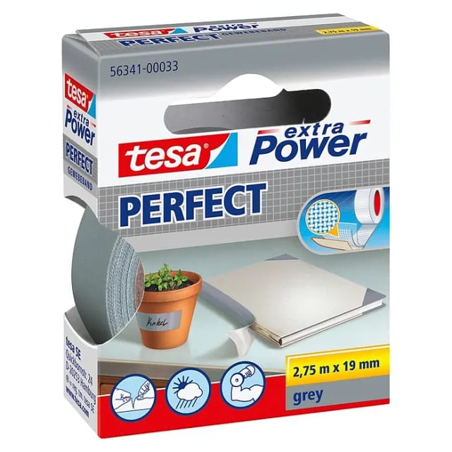 Tesa Extra Power Perfect Gewebeband Grau 2,75 m x 19 mm