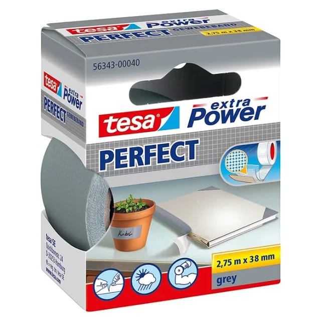 Tesa Extra Power Perfect Gewebeband Grau 2,75 m x 38 mm