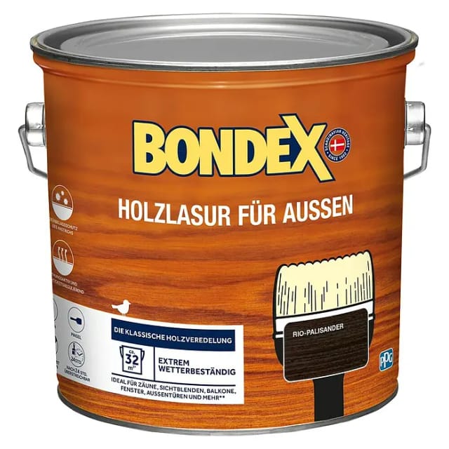 Bondex Holzlasur für Außen Rio Palisander seidenglänzend 2,5,