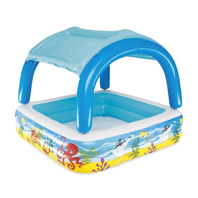 Bestway Planschbecken Beach Buddy mit Sonnenschutzdach 140 x 140 x 114 cm