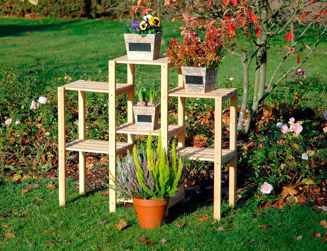 Blumenregal 7-flächig aus Kiefernholz 87 cm x 31 cm x 97 cm FSC®