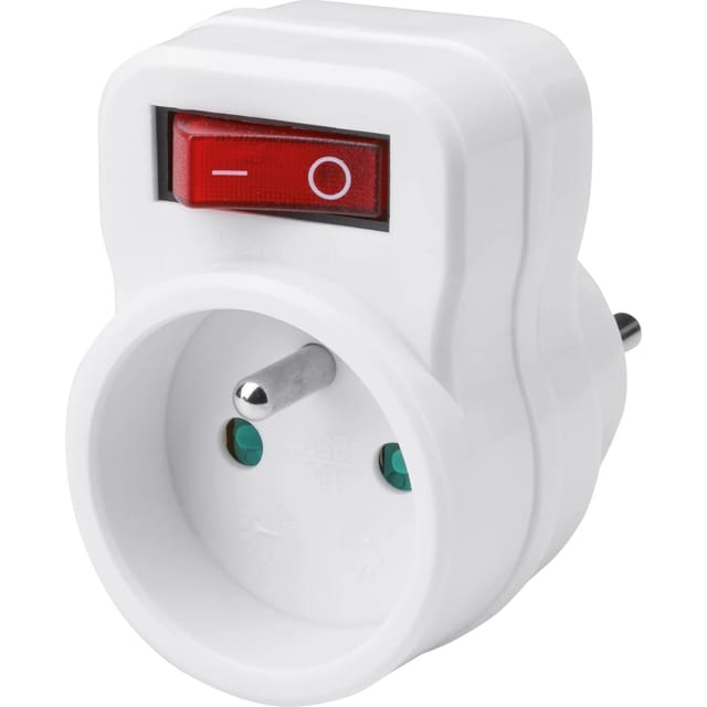 Schutzkontaktstecker-Adapter mit Schalter PVC Weiß