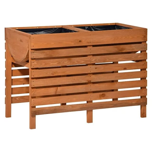 Dobar Doppel-Hochbeet 71 cm x 100 cm x 50 cm Kiefernholz FSC®
