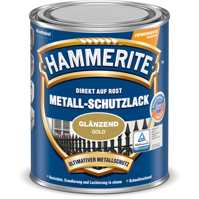 Hammerite Metall-Schutzlack Gold glänzend 250 ml