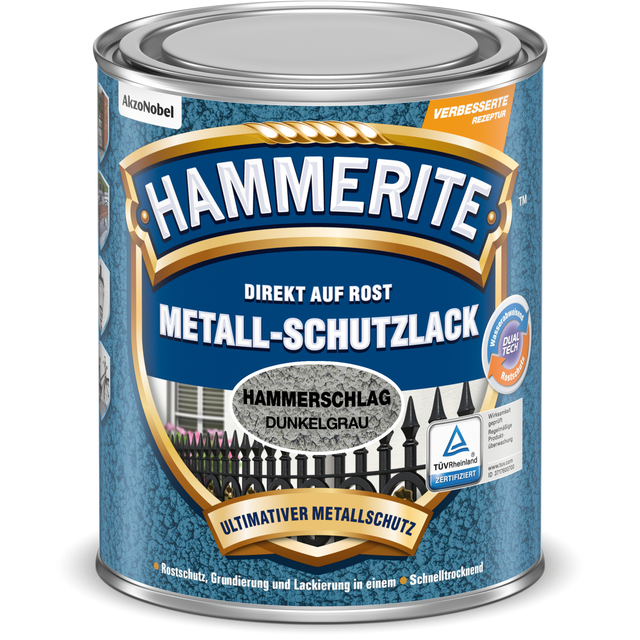 Hammerite Metall-Schutzlack Dunkelgrau Hammerschlag 750 ml