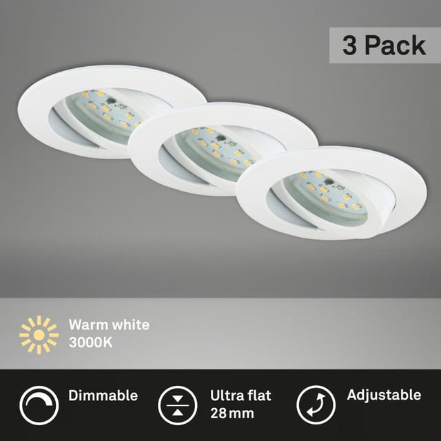 Briloner LED Einbauleuchten Attach 3er-Set Dimmbar Schwenkbar Weiß