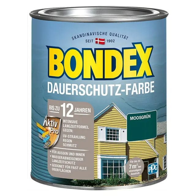 Bondex Dauerschutz-Farbe Moosgrün seidenglänzend 750 ml