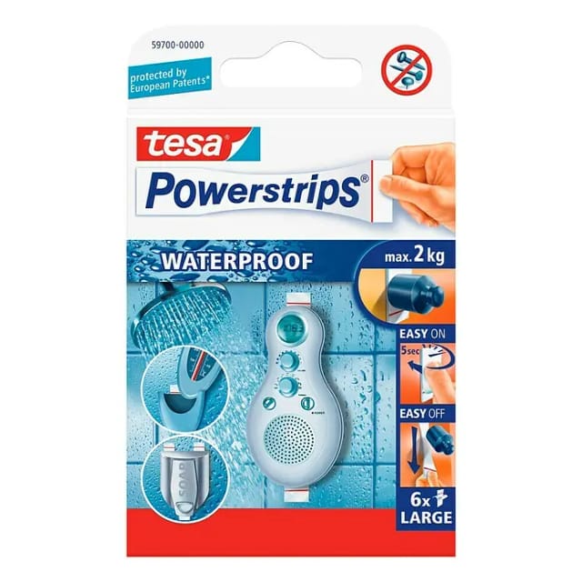 Tesa Powerstrips Large Waterproof Weiß 6 Stück