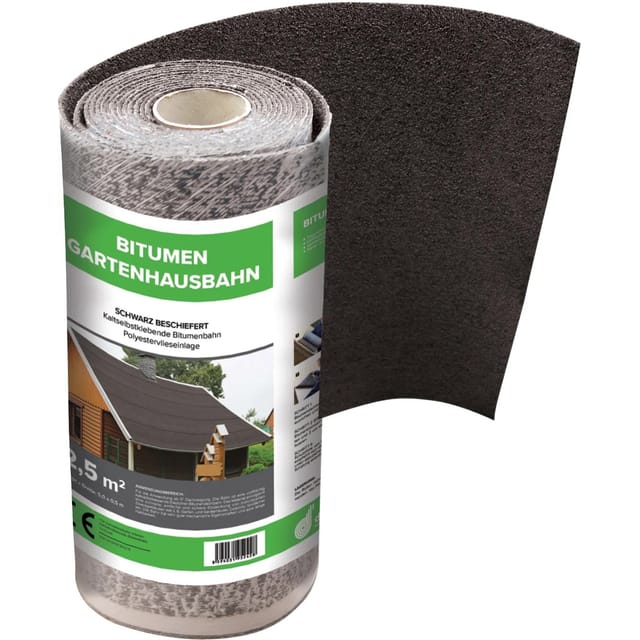 Bitumen-Gartenhausbahn kalt-selbtsklebend Schwarz 2,5 m²