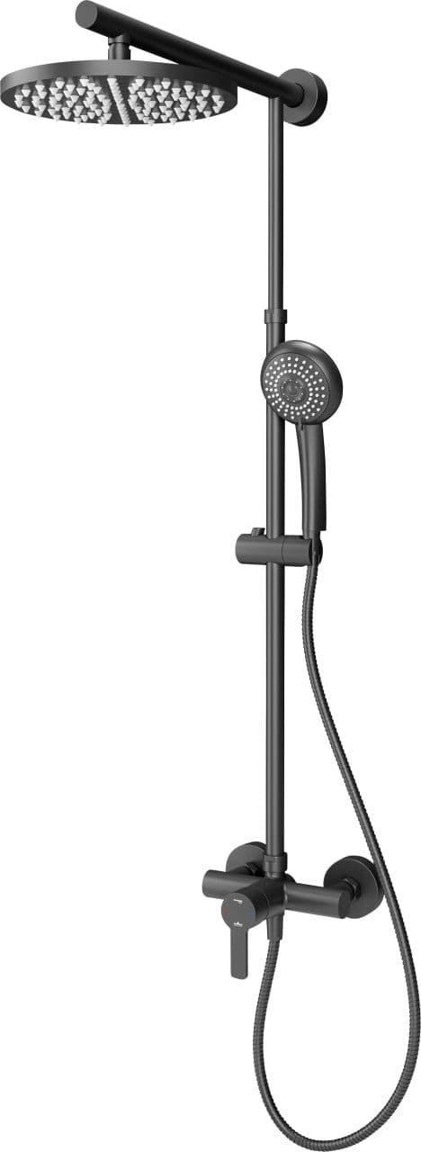 Schulte DuschMaster Rain mit Einhebelmischer rund BlackStyle, Mattschwarz