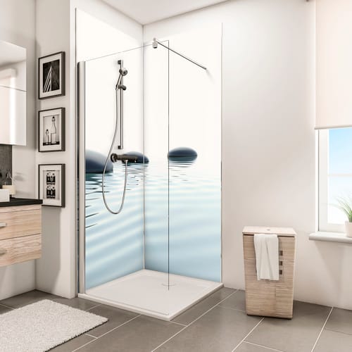 Schulte ExpressPlus DecoDesign Duschrückwand Foto über Eck Zen-Steine 210x90x90c