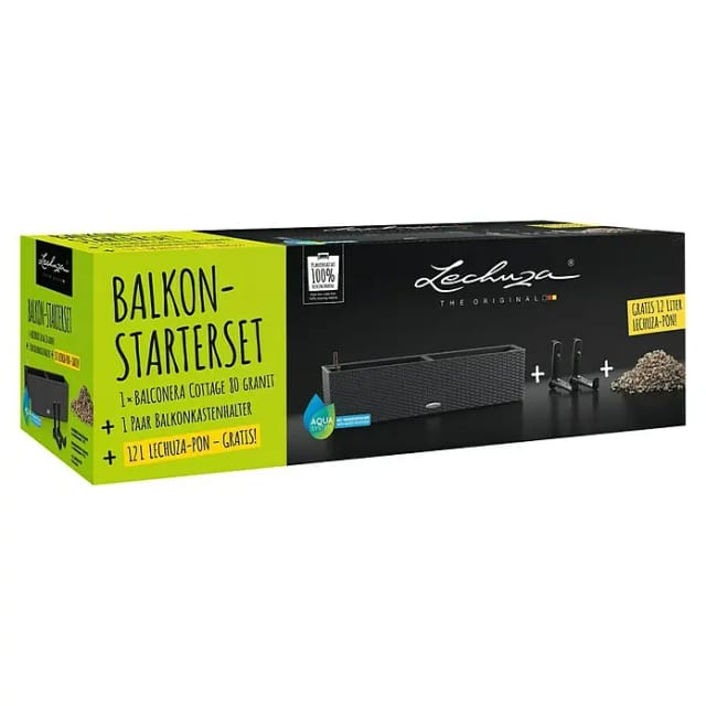 Lechuza® Balkonkasten Balconera 79 cm x 19 cm x 19 cm Granit Starter-Set