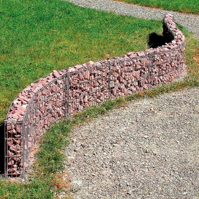 Gabionen Mauergitter Set Verzinkt 464x20x10 cm inkl. Bodenanker