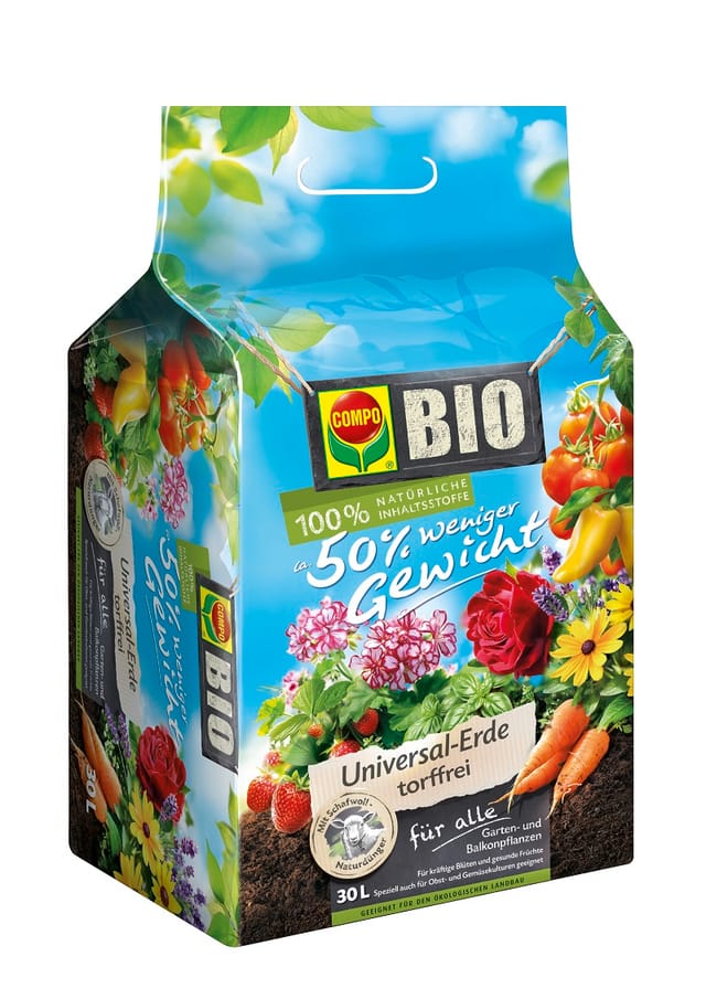 Compo Bio Universal-Erde torffrei mit Schafwolle weniger Gewicht 30,