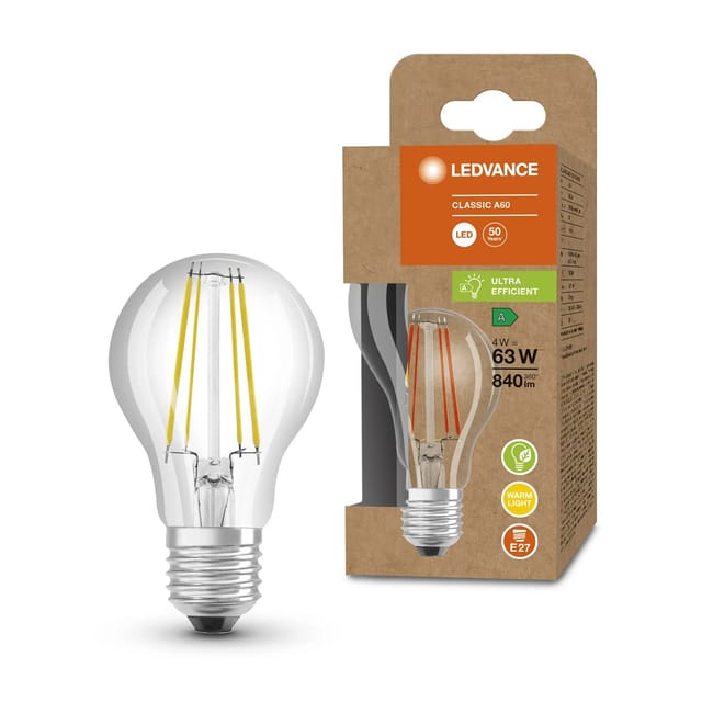 LEDVANCE LED-Leuchtmittel E27 Glühlampenform 4 W 840,m 10,5 x 6 cm (H x Ø)