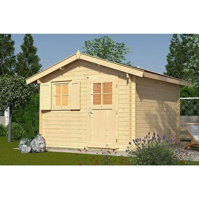 Weka Holz-Gartenhaus Satteldach Unbehandelt 380 cm x 334 cm