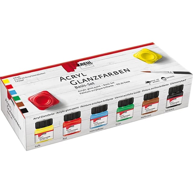 Kreul Acryl Farbe Glänzend Basis Set 6 x 20 ml