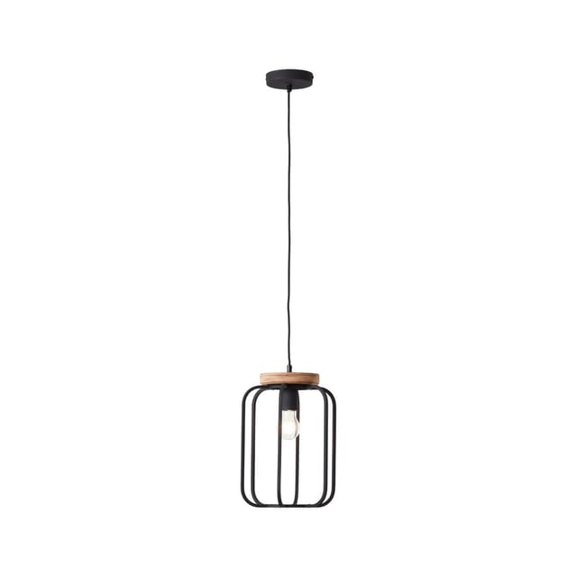 Brilliant Pendelleuchte Tosh 1-flammig Holz und Schwarz Korund