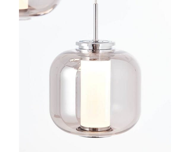 Brilliant LED-Pendelleuchte Rafa Rondell 3-flammig Chrom und Rauchglas