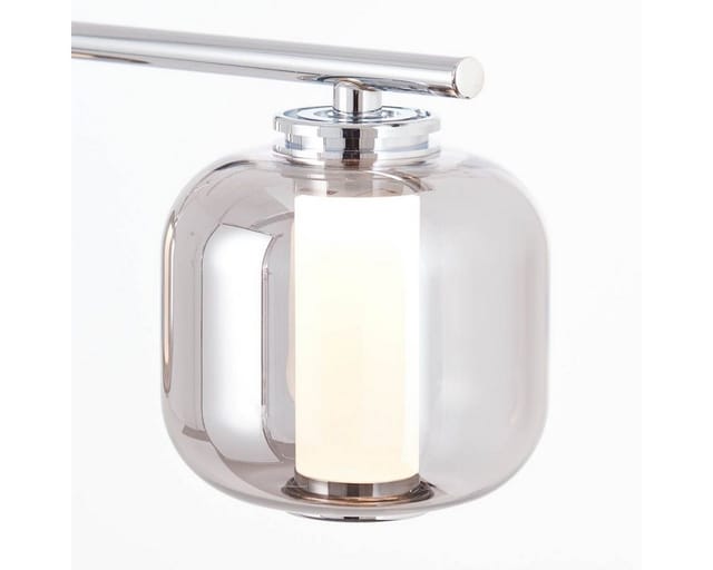 Brilliant LED-Pendelleuchte Rafa Balken 3-flammig Chrom und Rauchglas