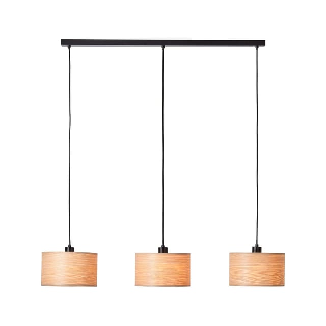 Brilliant Pendelleuchte Romm 3-flammig Holz und Schwarz