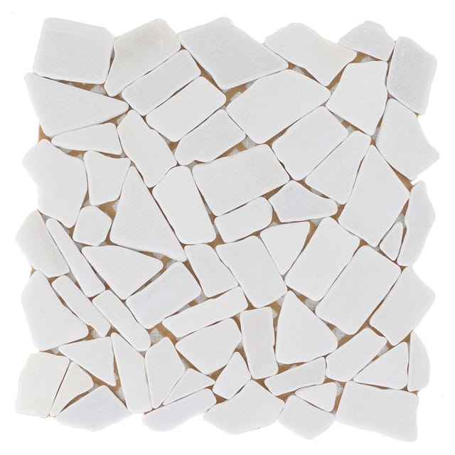 Bruchmosaikmatte Carrara Polygonal Weiß 30,5 cm x 30,5 cm