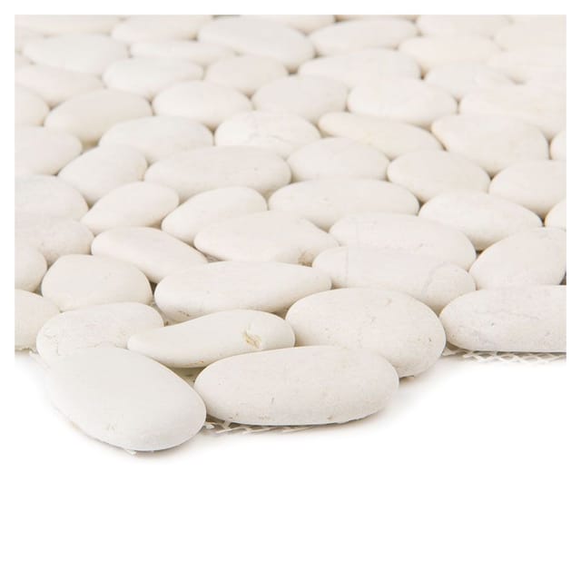 Mosaikmatte Flusskiesel White matt 30 cm x 30 cm
