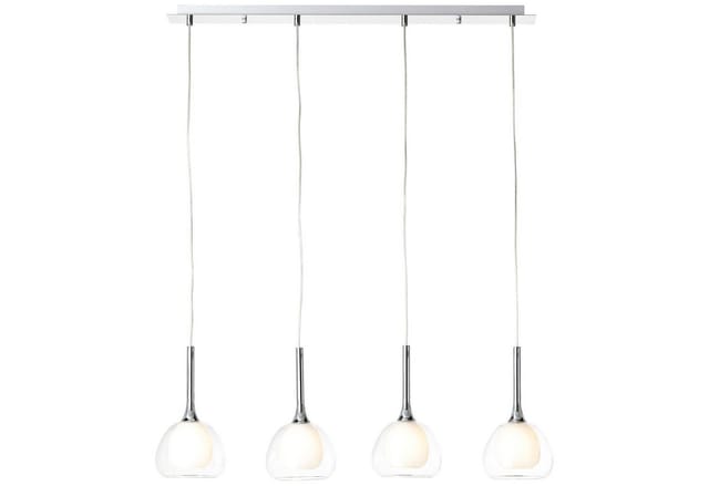 Brilliant Pendelleuchte Hadan 4-flammig Chrom und Weiß-Transparent