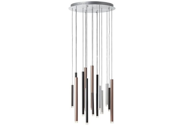 Brilliant Pendelleuchte Cembalo 16-flammig Aluminium und Schwarz und Braun