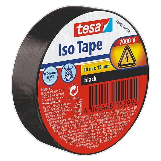 Tesa Iso Tape Schwarz 10 m x 15 mm