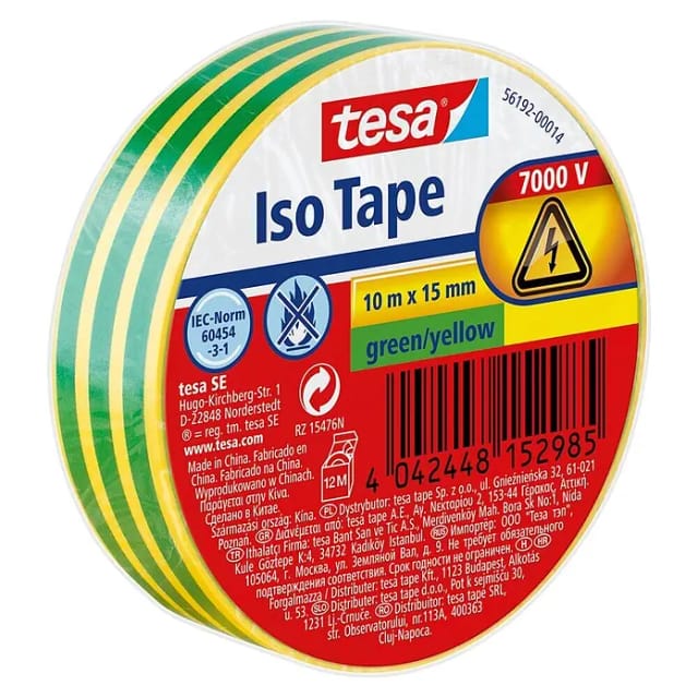 Tesa Iso Tape Gelb-Grün 10 m x 15 mm