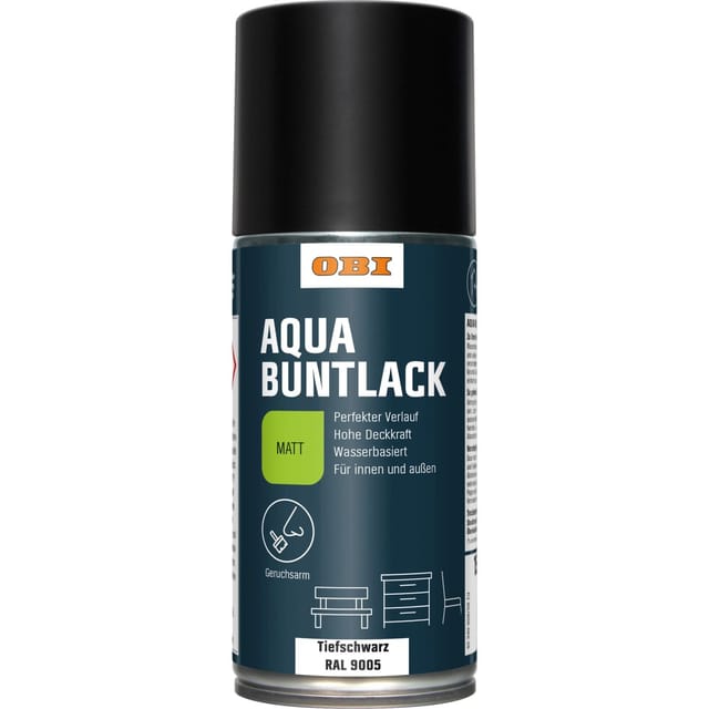 OBI Buntlack Spray RAL 9005 Tiefschwarz matt wv 150 ml