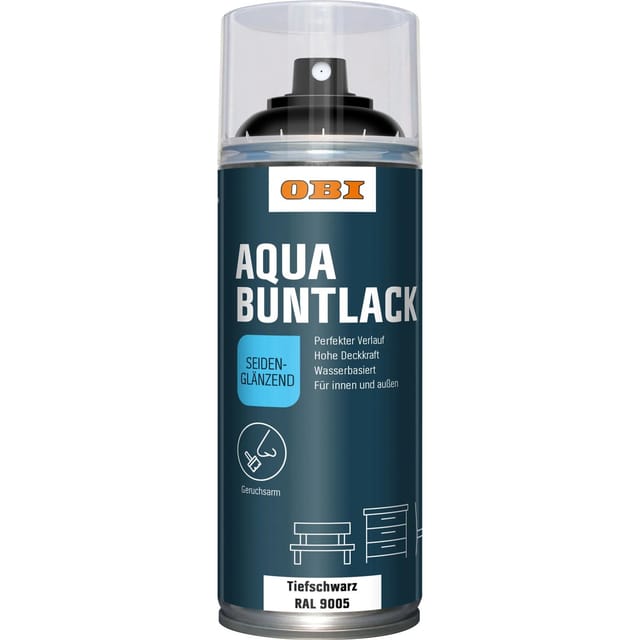 OBI Buntlack Spray RAL 9005 Tiefschwarz seidenglänzend wv 400 ml