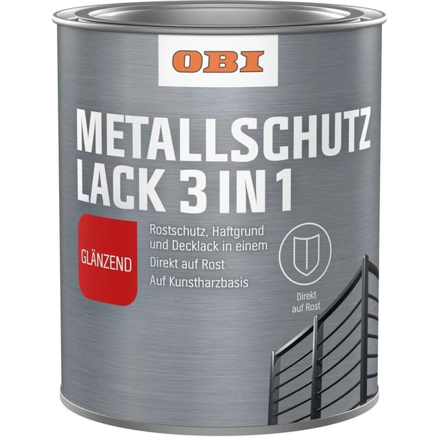 OBI Metallschutzlack 3in1 RAL 9005 Schwarz glänzend 750 ml