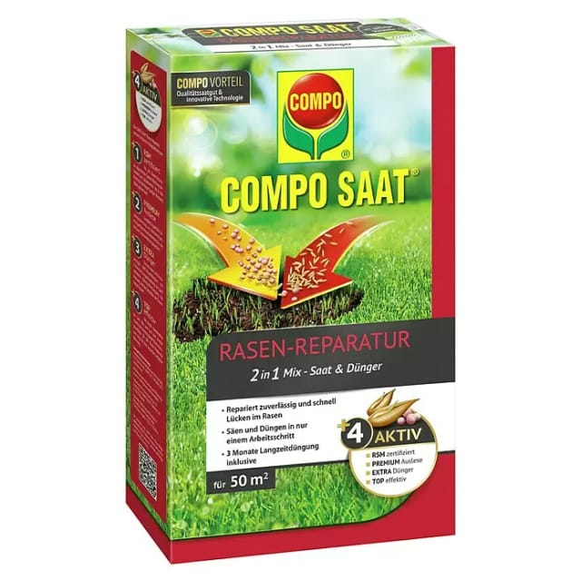 Compo Saat Rasen-Reparatur-Mix Samen und Dünger 50 m² 1,2 kg
