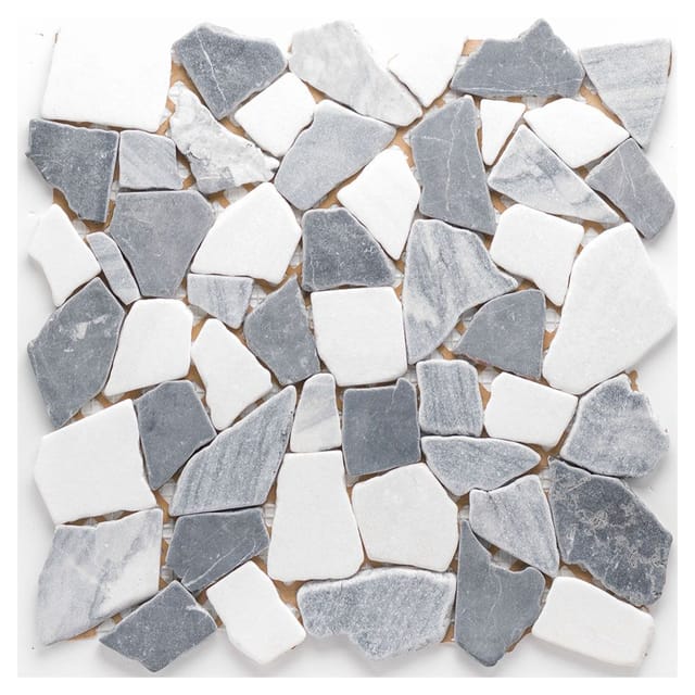 Mosaikmatte Polygonal Schwarz Grau Weiß 30 cm x 30 cm