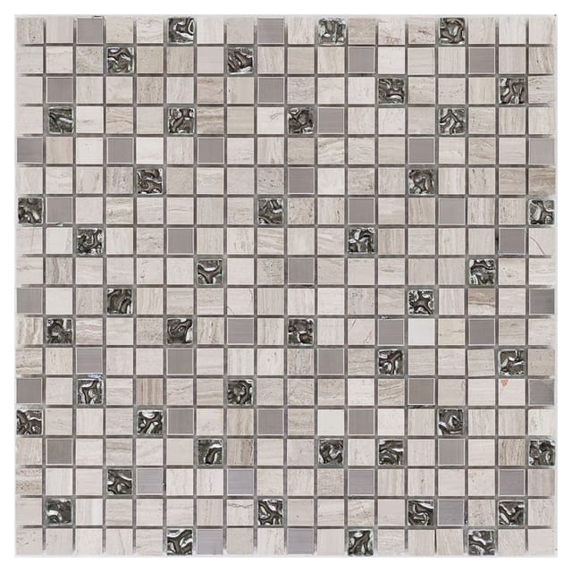 Mosaikmatte Glas Naturstein Manhattan 30 cm x 30 cm