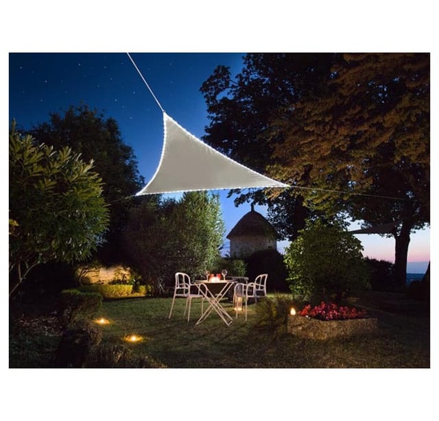 Perel Sonnensegel mit LED-Beleuchtung Dreieckig 3,6 m x 3,6 m x 3,6 m Taupe