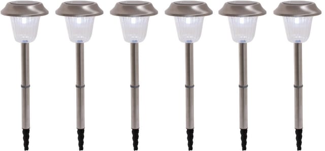 Näve LED-Außenleuchte mit Erdspieß aus Edelstahl 6er-Set 39 cm
