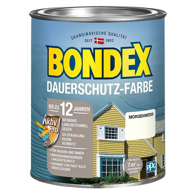 Bondex Dauerschutz-Farbe Morgenweiß seidenglänzend 750ml