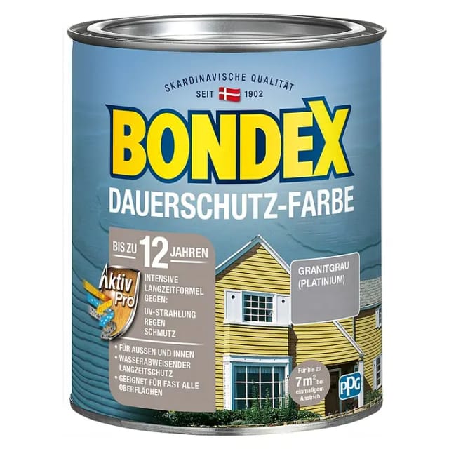 Bondex Dauerschutz-Farbe Granitgrau-Platinium seidenglänzend 750ml
