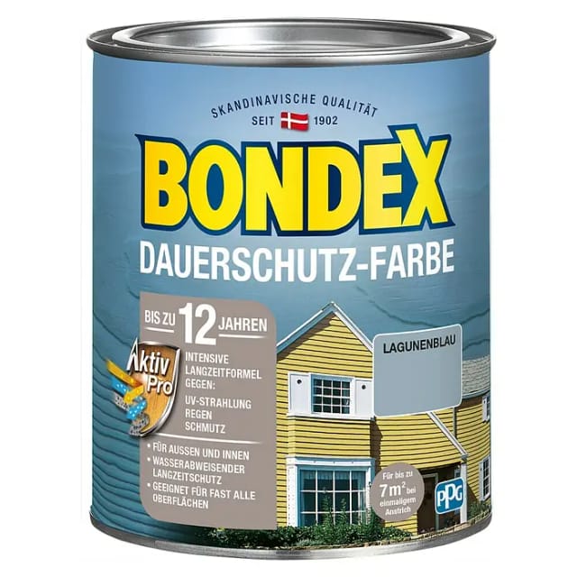 Bondex Dauerschutz-Farbe Lagunenblau seidenglänzend 750ml
