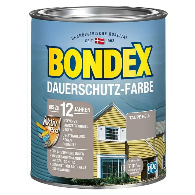 Bondex Dauerschutz-Farbe Taupe hell seidenglänzend 750ml