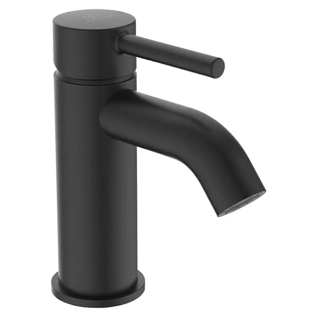 Ideal Standard Waschtischarmatur Ceraline mit Zugknopf-Ablaufgarnitur Silk Black