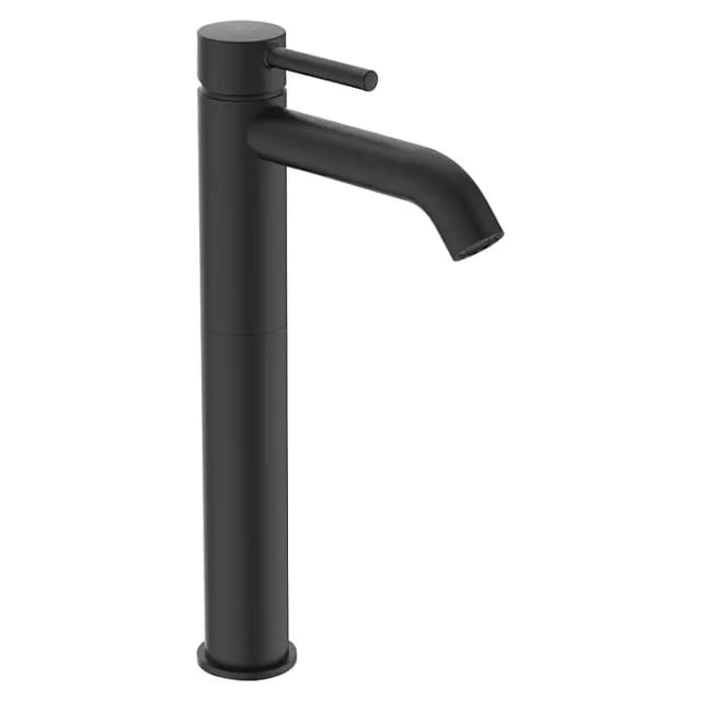 Ideal Standard Waschtischarmatur Ceraline Längerer Sockel + Ablaufgarnitur Black