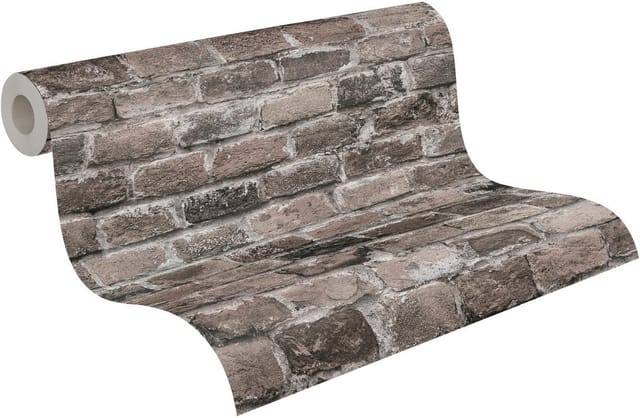 A.S. Création Vliestapete Ziegelsteinmauer Used Look Braun Grau 10,05 m x 0,53 m