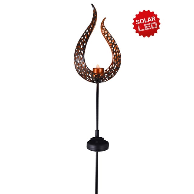Näve LED-Solar-Erdspieß Flamme Braun 90 cm Lichtfarbe Gelb mit Flammeneffekt