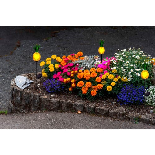 Näve LED-Solar-Erdspieß Ananas Orange 81 cm