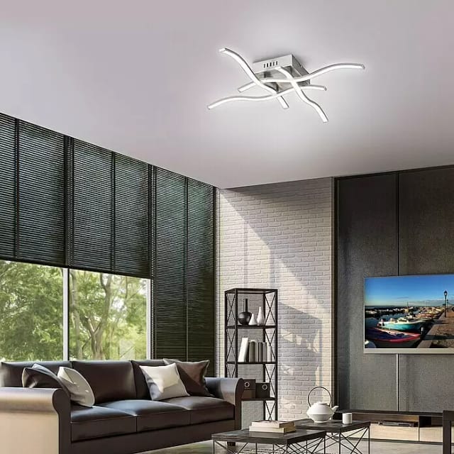 Just Light. LED-Deckenleuchte Wave Stahl 55 x 55 cm